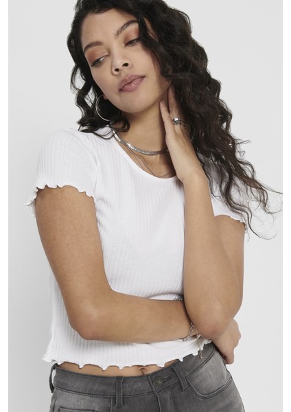 Kadın Kısa Kollu Fırfırlı Crop T-Shirt - 15201206 Onlemma fiyatları