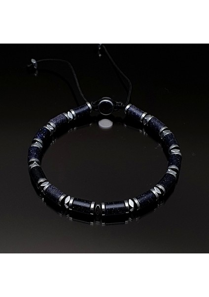 Doğaş Taş Bileklik, Yıldız Taşı ve Hematit Taşı Makrome Bileklik, Ayarlanabilir, Erkek Bileklik, Kadın Bileklik