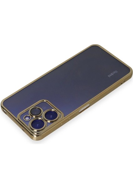 Xiaomi Redmi 12 Kılıf Razer Lensli Silikon - Gold Bstmy