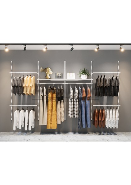 Mağaza Raf Sistemi, Askılık Sistemi, Butik Rafı, Mağaza Stand, Giyinme ODASI-365*200