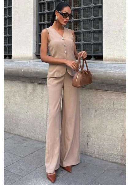 Arkası Bağcıklı Yelek Plazza Pantolon Modal Takım 10202-08 indirimleri