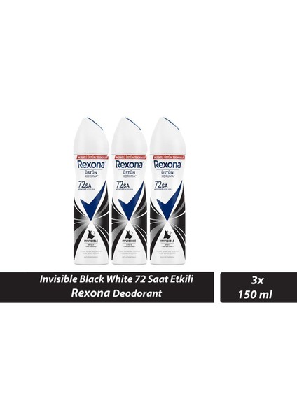 Invisible Black White Deodorant (72 Saat Etkili) 150 ml