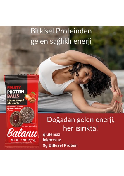 Fruity Meyveli Protein Topları Çilek Dolgulu ve Bademli Atıştırmalık 55G fırsatları