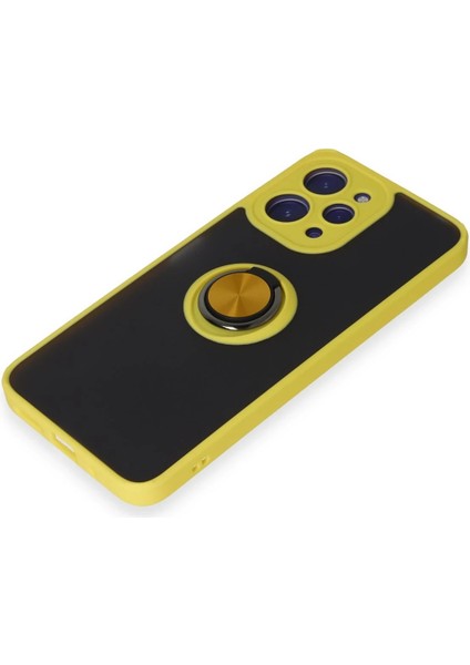 Xiaomi Redmi 12 Kılıf Montreal Yüzüklü Silikon Kapak - Sarı Bstmy