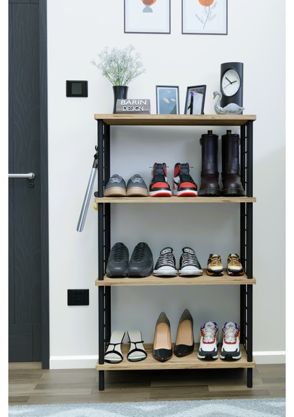 4 Katlı Metal Telli Ayakkabılık – Çevir Kur Sistemli Çok Katlı Portmanto Rafı ve Anahtarlık Askısı fiyatları