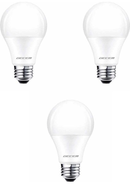3 Adet Gecem 9W LED Ampul E27 Duy 3000K - Günışığı