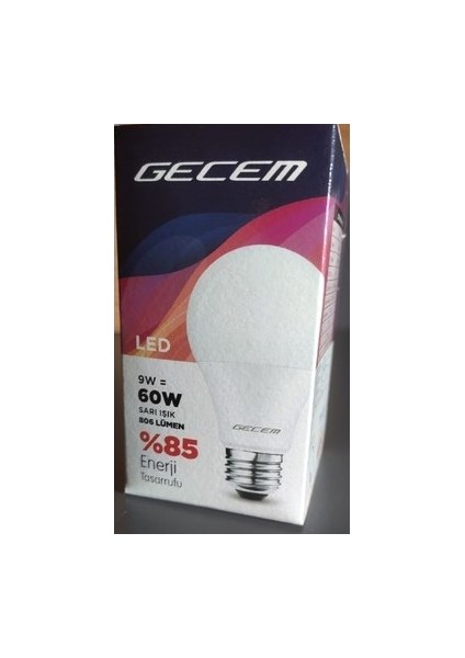 3 Adet Gecem 9W LED Ampul E27 Duy 3000K - Günışığı