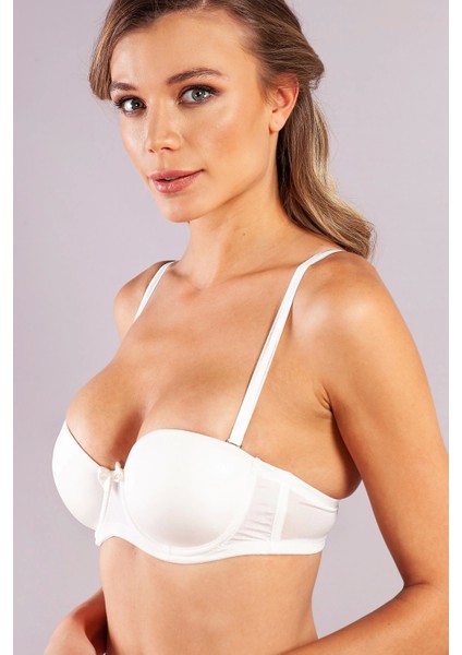 Golshan Gabrıella Balconette Foam Cup Bra, Ekru Konforlu ve Şık Sütyen, Strapless