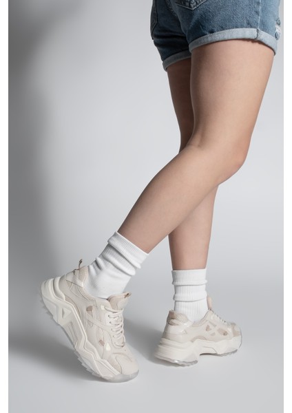 Kadın Sneaker Kalın Taban Bağcıklı Spor Ayakkabı Pizen
