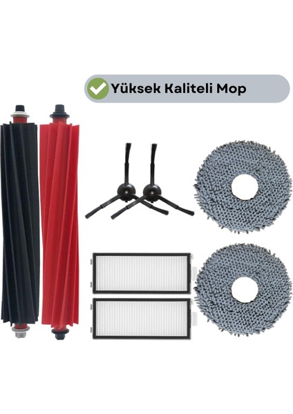 Roborock Q Revo Master Siyah Uyumlu Fırça Hepa Filtre Mop Seti-8 Parça