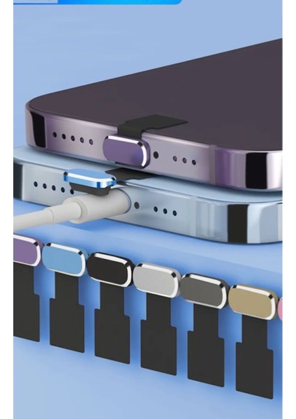 Type-C Girişli Tüm Telefonlara Uyumlu Toz -Kir Önleyici Metalik Yapışkanlı Şarj Yeri Koruma Tıpası