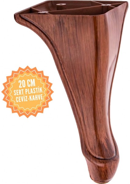 Yunus Ceviz 20 cm Plastik Mobilya Ayağı, Lüks Metal Mobilya Ayak, Koltuk, Dolap, Şifonyer Ayak