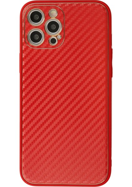 Iphone 12 Pro Kılıf Coco Karbon Silikon - Kırmızı Bstmy