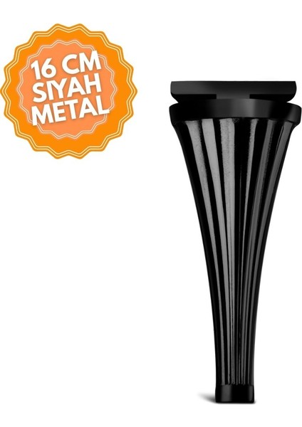 Hünkar Siyah 16 cm Metal Mobilya Ayağı, Lüks Metal Mobilya Ayak, Koltuk, Dolap, Şifonyer Ayak
