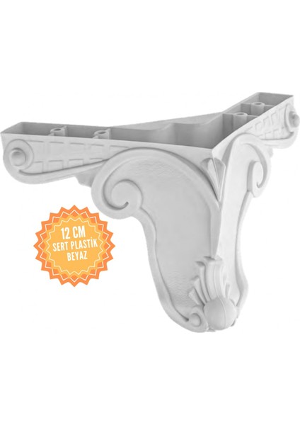 Aslan Beyaz 12 cm Plastik Mobilya Ayağı, Lüks Metal Mobilya Ayak, Koltuk, Dolap, Şifonyer Ayak