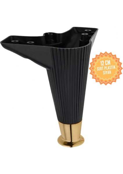 Nefes Siyah 12 cm Plastik Mobilya Ayağı, Lüks Metal Mobilya Ayak, Koltuk, Dolap, Şifonyer Ayak