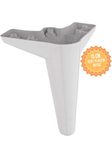 Zirve Beyaz 15 cm Plastik Mobilya Ayağı, Lüks Metal Mobilya Ayak, Koltuk, Dolap, Şifonyer Ayak