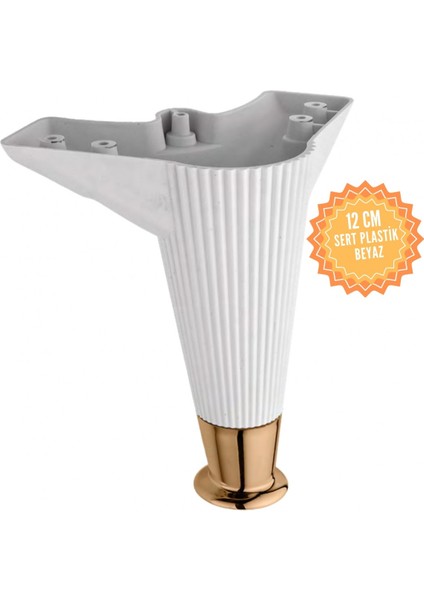 Nefes Beyaz 12 cm Plastik Mobilya Ayağı, Lüks Metal Mobilya Ayak, Koltuk, Dolap, Şifonyer Ayak