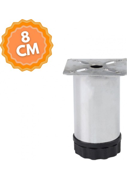 Ayarlanabilir 8 cm Bingolu Krom Metal Mobilya Ayağı, Lüks Metal Mobilya Ayak, Koltuk, Dolap, Şifonyer Ayak