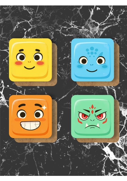 Bardak Altlığı Ahşap Baskılı Altlık 4'lü set (9 x9CM) fiyatları