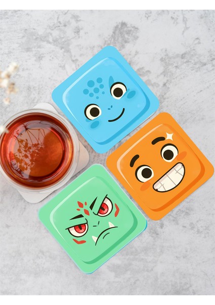 Bardak Altlığı Ahşap Baskılı Altlık 4'lü set (9 x9CM) modelleri