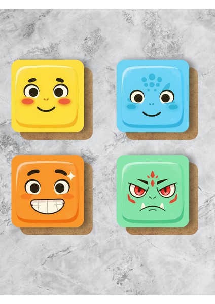 Bardak Altlığı Ahşap Baskılı Altlık 4'lü set (9 x9CM) indirimleri