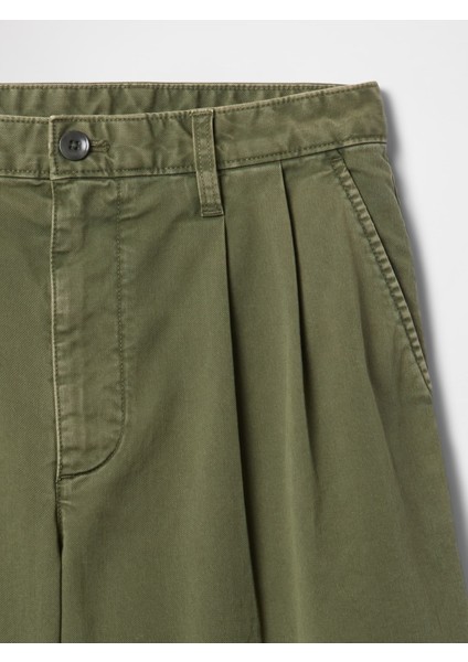 Erkek Yeşil Pileli Khaki Şort