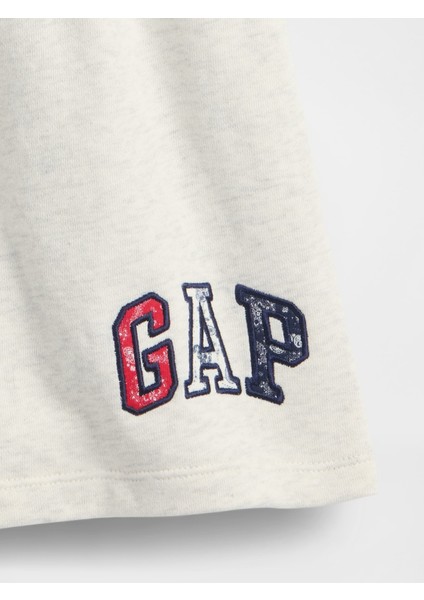 Kadın Açık Gri Gap Logo Fransız Havlu Kumaş Şort