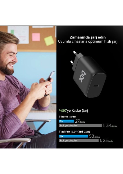 BX-PD25TA 25W Hızlı Şarj / Pd Port iPhone / / Android Uyumlu Seyahat Şarjı Adaptörü indirimleri