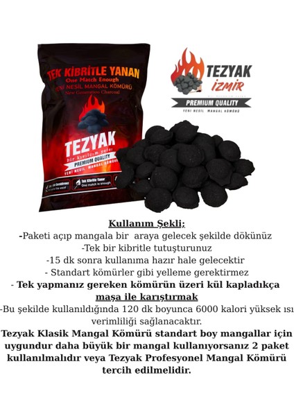 Klasik Tek Kibritle Yanan Yeni Nesil Mangal Kömürü