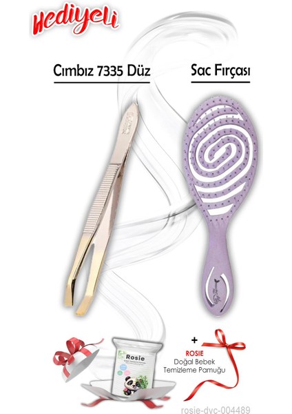 Cımbız 7335 ve Mor 4213 Saç Fırçası Geri Dönüştürülebilir Rosie Hediyeli