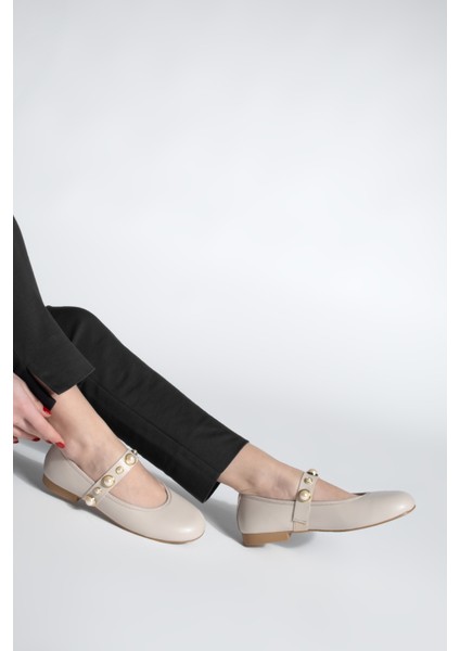 Kadın İncili Bantlı Babet Vesma Bej fiyatları