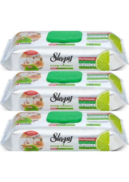Easy Clean Yüzey Temizlik Mutfak Havlusu -Mendili 50 Yaprak Bergomot Yağlı (3lü Set) 150YPRK