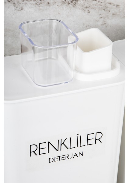 3lü Kendinden Ölçekli Deterjanlık Kutusu Seti Renkliler Beyazlar Siyahlar Deterjan Etiketli 3000ML