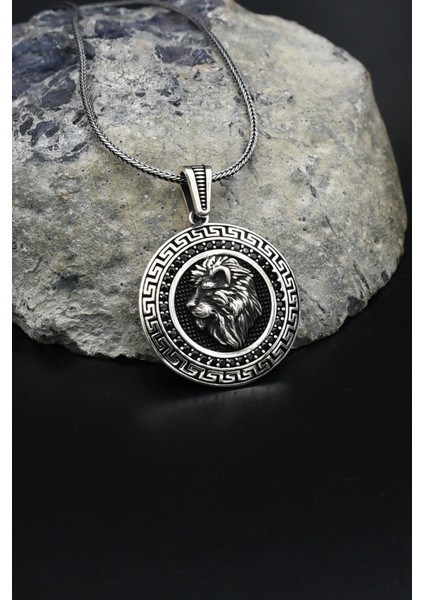 Grek Desenli Aslan Figürlü 925 Ayar Gümüş Kolye Zincir 901803 fiyatları