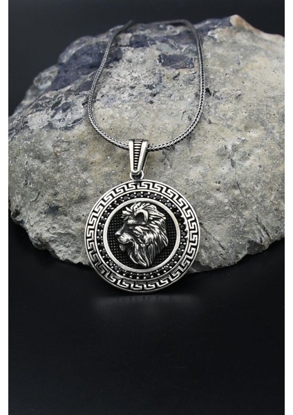 Grek Desenli Aslan Figürlü 925 Ayar Gümüş Kolye Zincir 901803 modelleri