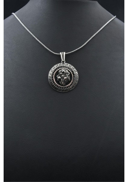Grek Desenli Aslan Figürlü 925 Ayar Gümüş Kolye Zincir 901803 fırsatları