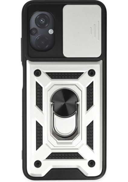 Xiaomi Poco M5 Kılıf Pars Lens Yüzüklü Silikon - Gümüş Bstmy