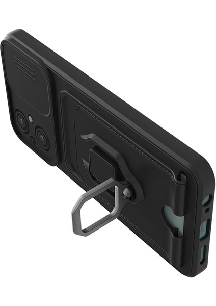Xiaomi Poco M5 Kılıf Zuma Kartvizitli Yüzüklü Silikon - Siyah Bstmy