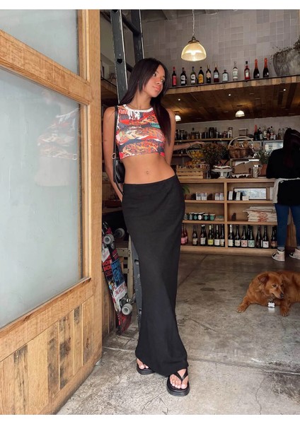 Siyah Maxi Basic Etek
