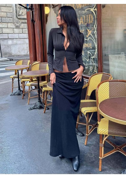 Siyah Maxi Basic Etek modelleri