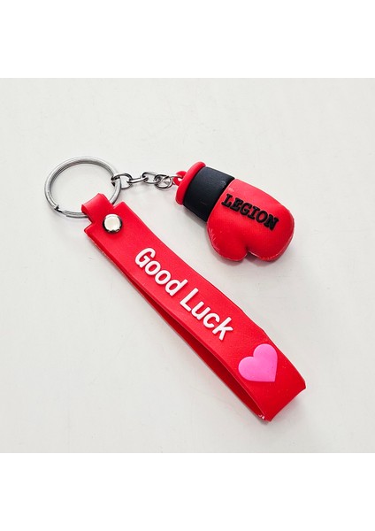 Anahtarlık Aksessuar 3D Silikon Anahtarlık Legion Box Eldiven Figür-Kırmızı