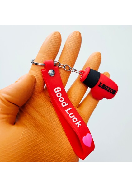 Anahtarlık Aksessuar 3D Silikon Anahtarlık Legion Box Eldiven Figür-Kırmızı modelleri