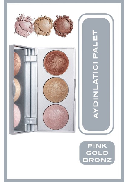 Strobing Highlighter Palette Pink Gold Bronz - Aydınlatıcı Palet - 8691190965914