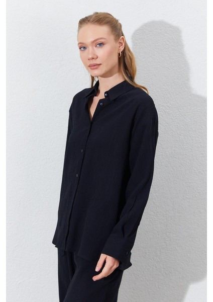 Kadın Siyah Oversize Gömlek modelleri