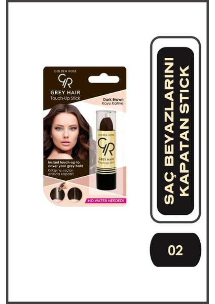 Grey Hair Touch-Up Stick No:02 Dark Brown - Saç Beyazlarını Kapatan Stick - 8691190067144