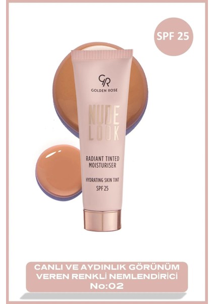 Nude Look Radiant Tinted Moisturiser No: 02 Medium Tint - Renkli Nemlendirici Spf 25 - 8691190967147
