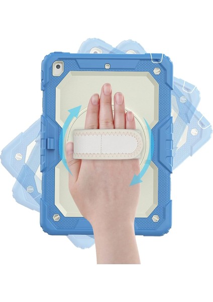 Ipad 10.2 (7.nesil) Kılıf Strap New Tablet Kapak - Mavi Bstmy
