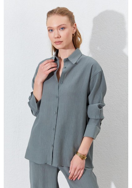 Kadın Haki Oversize Gömlek modelleri