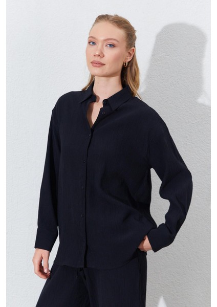 Kadın Siyah Oversize Gömlek